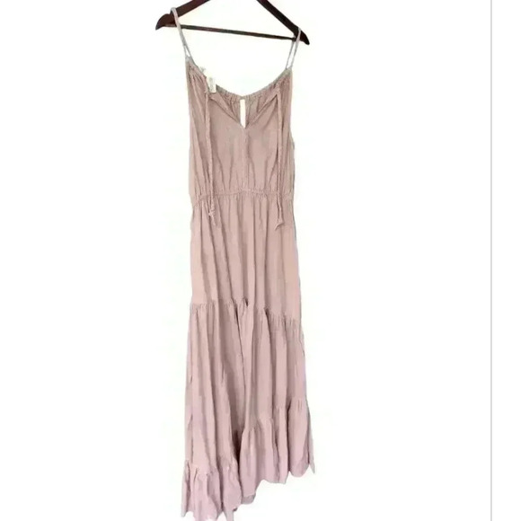NWOT Rachel Zoe Linen Blend Muted Mauve Tiered Maxi Dress - Picture 6 of 9